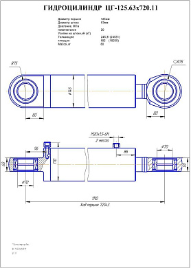 Гидроцилиндр ЦГ-125.63х720.11