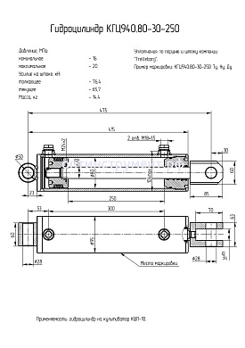 Гидроцилиндр на культиватор КШП-10 (Элезер) КГЦ 940.80-30-250