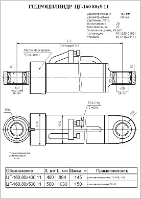 Гидроцилиндр ЦГ-160.80х400.11