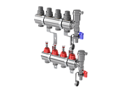 Коллектор в сборе с расходомерами 1" ВР-3/4" НР, 6 выходов